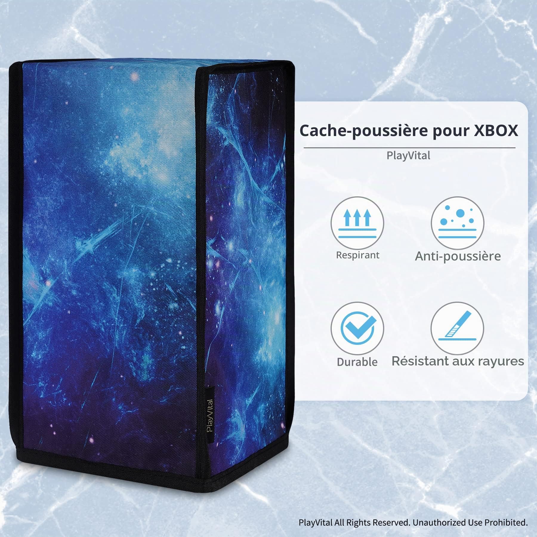 PlayVital Housse Protection pour Xbox Series X Console Anti-Poussière,Cover Protege pour Xbox Series X Accessoires Cache Poussière Nylon,Bleue Nébuleuse-Vertical
