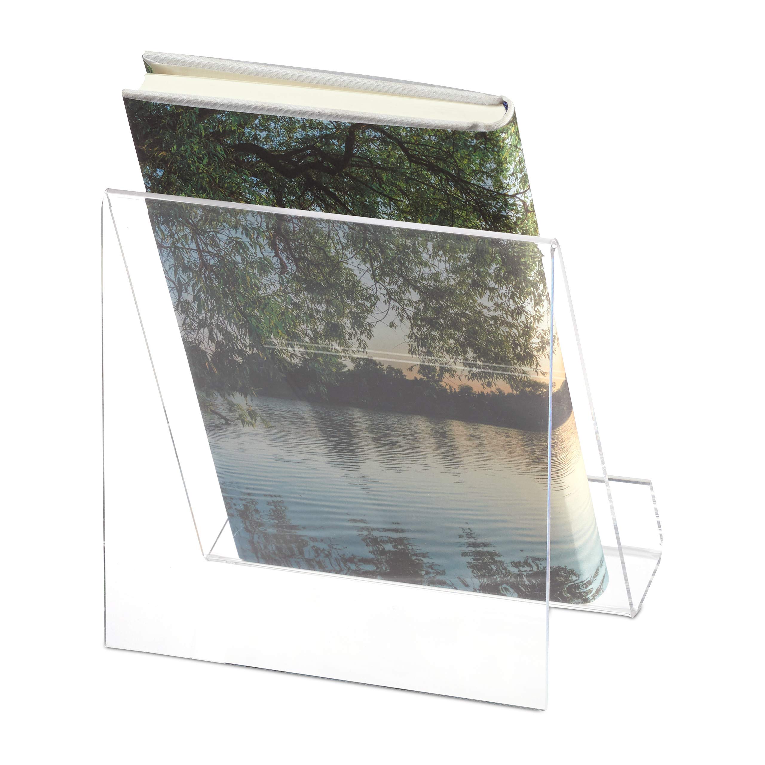 Relaxdays Atril Libros Grande A5, Soporte Lectura Cocina, Ligero y Resistente, Acrílico, 15 x 15 x 11,5 cm, Transparente