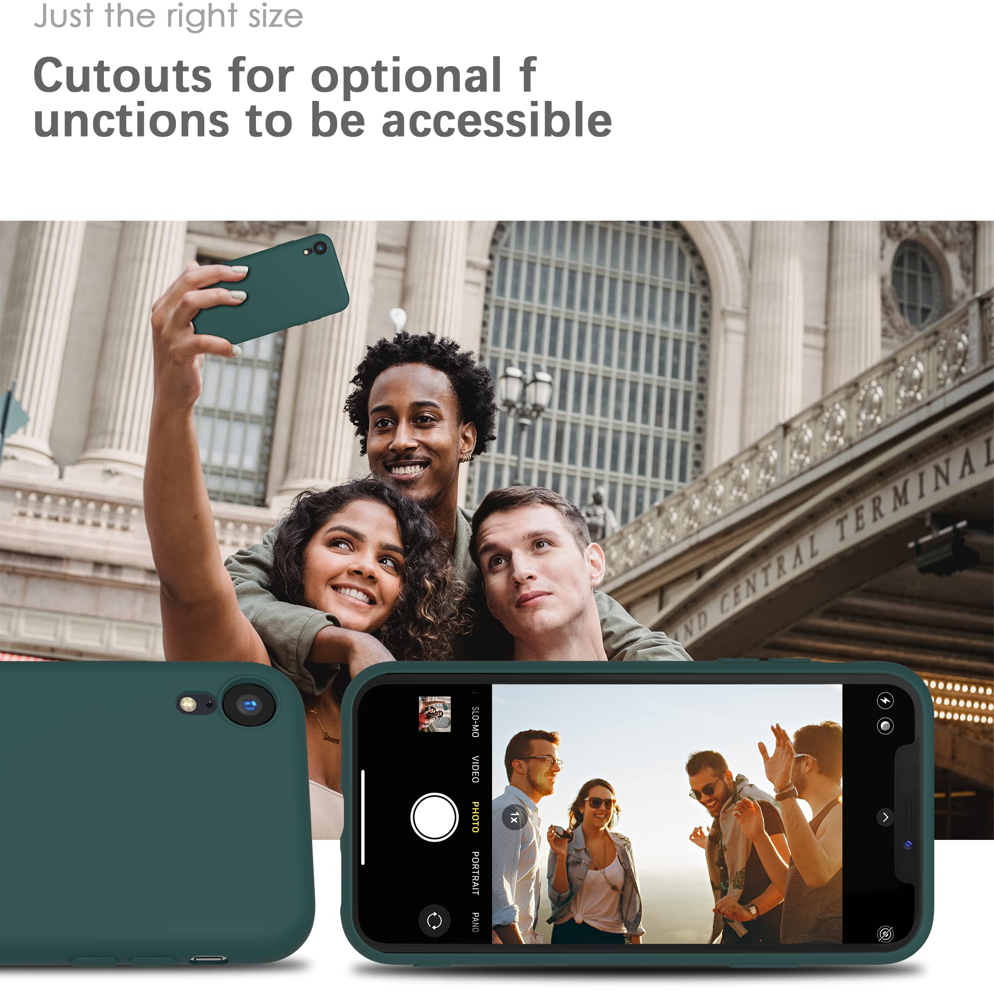 YATWIN Silicone Case for iPhone XR, Soft-Touch, Shockproof, DustProof, Antiskid Full Body Armour Phone Cover for Apple iPhone XR - Dark Green — view 6