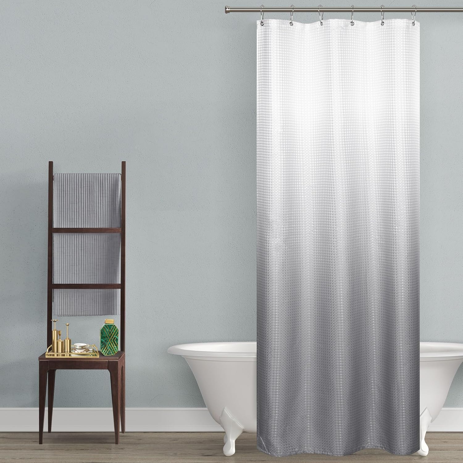 Silver Grey Hotel Style Shower Curtain Small Size Luxury
