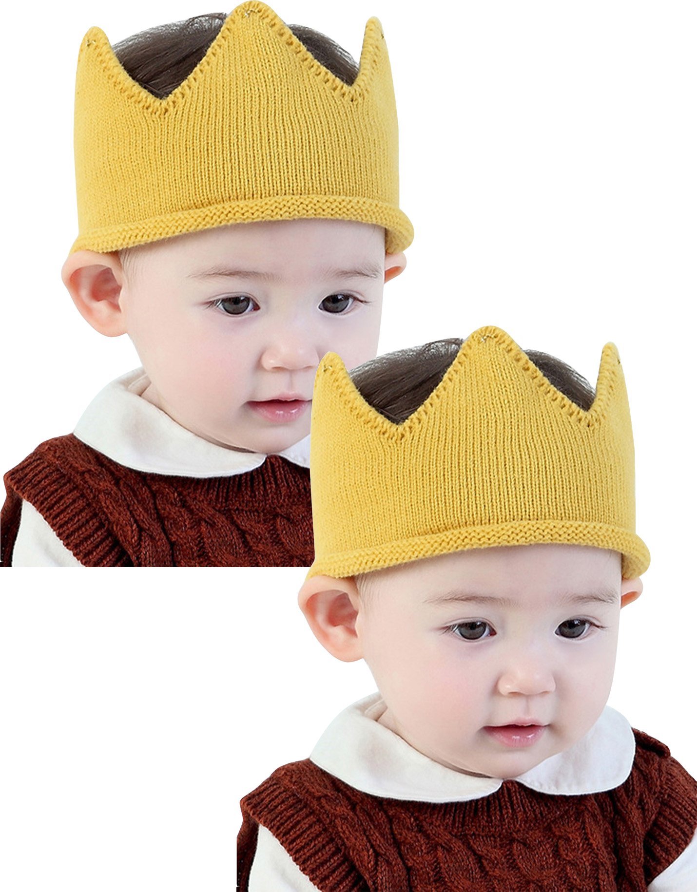 Westow Baby Boy Girl Crown Hat Baby Boy Birthday Hat Toddler Knit Crochet Warm Beanie Cap