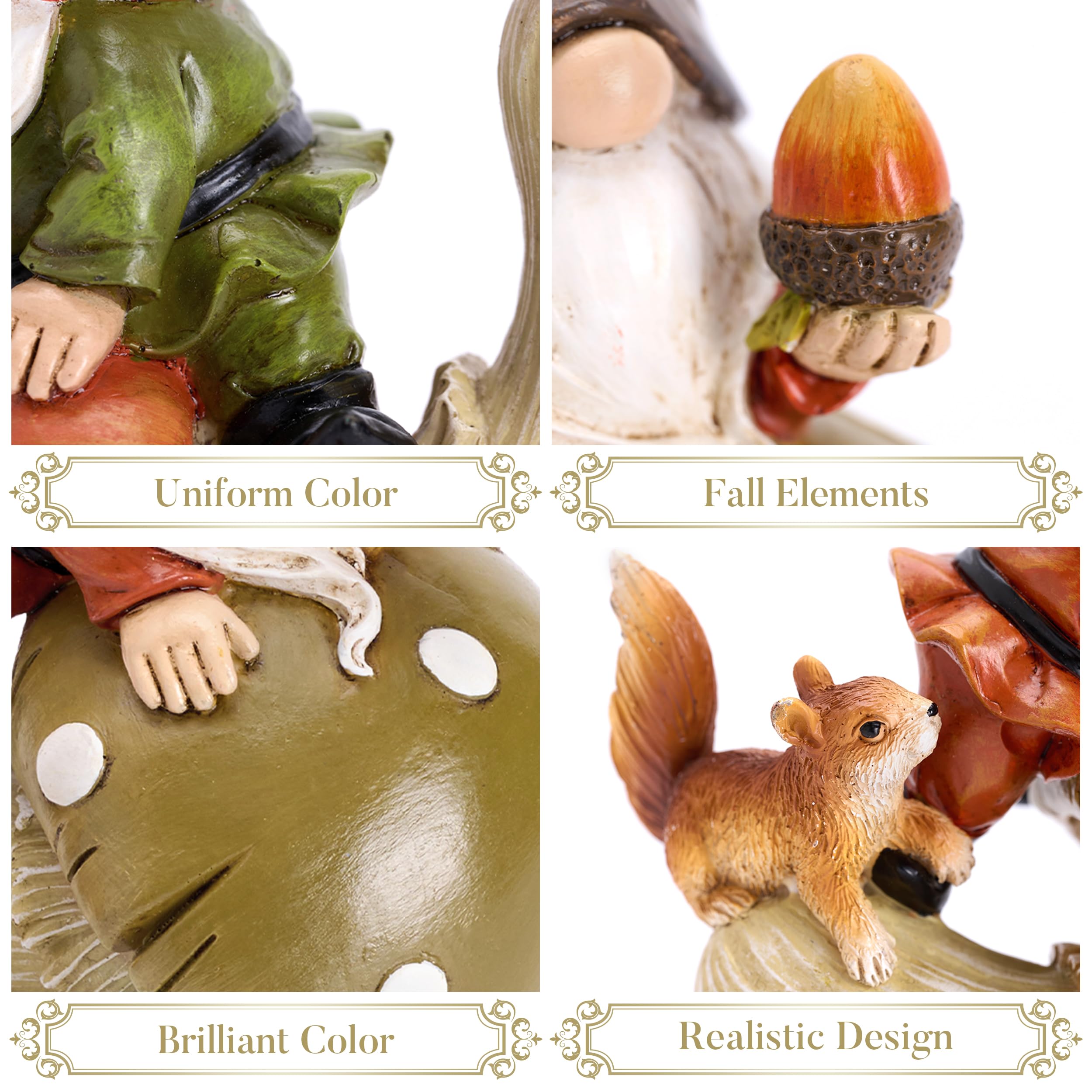 Valery Madelyn Juego de 2 adornos de otoño Gonks, gnomos de otoño con ardilla y piña de pino, decoración de cosecha para el hogar, sala de estar, ventana, jardín al aire libre, 12,5 cm/13 cm