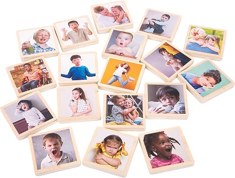 tickit My Emotions Wooden Tiles, Set of 18 | Toy for Toddlers 0m+, Real Images, Social Emotional Mindfulness, Learn to Identify and Discuss Emotions