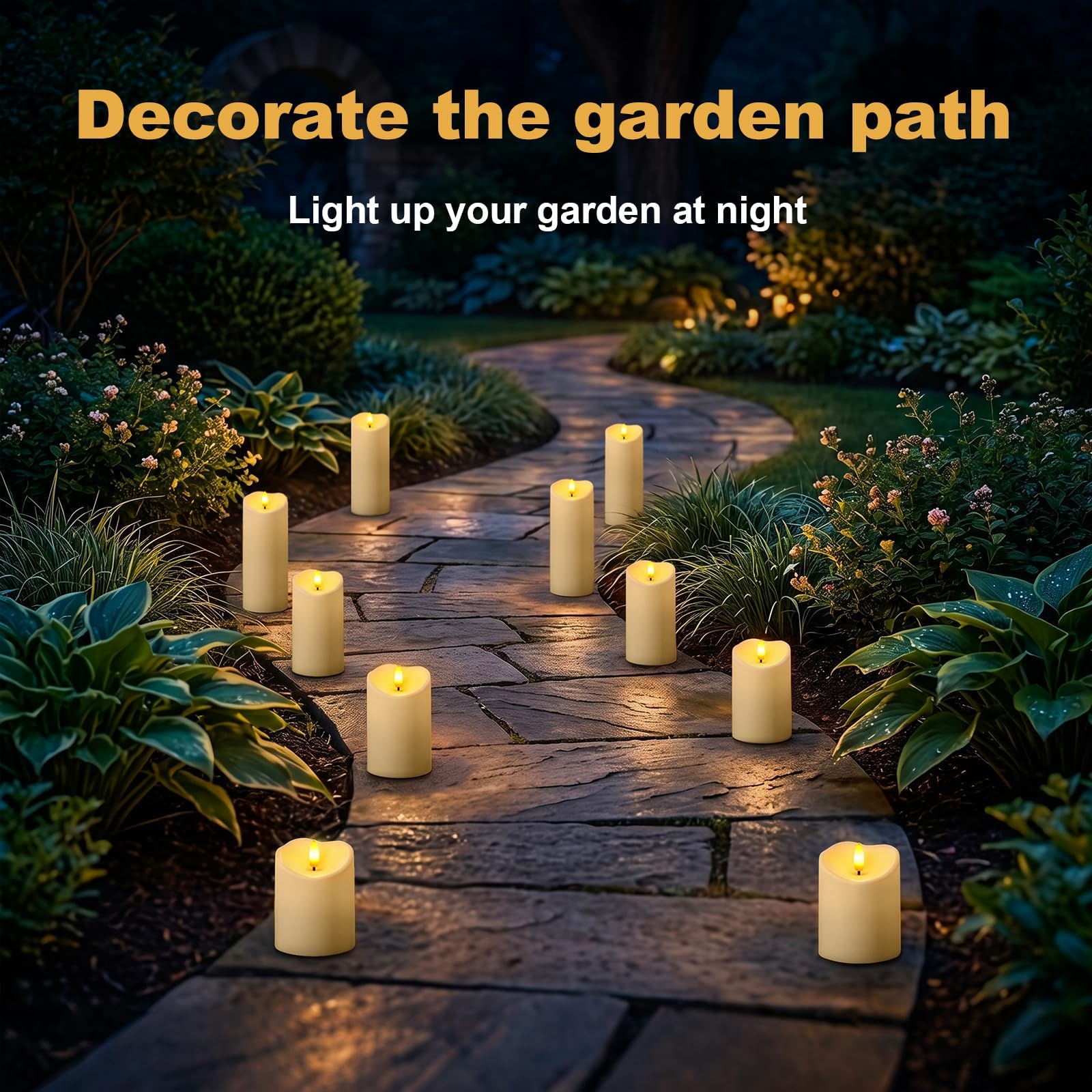 AMAGIC Lot de 5 bougies LED sans flamme étanches à piles avec télécommande et minuterie, pour décoration d'intérieur, ivoire foncé