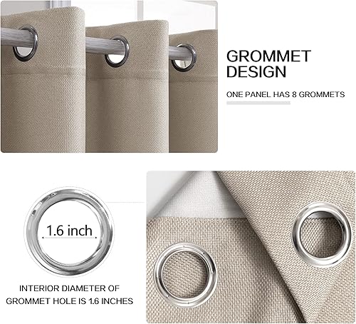 Miniatura 5 de MIULEE 2 paneles de cortinas de lino de 72 pulgadas de largo, paneles de cortina opacas para dormitoriosala de estar, cortinas de cortina con