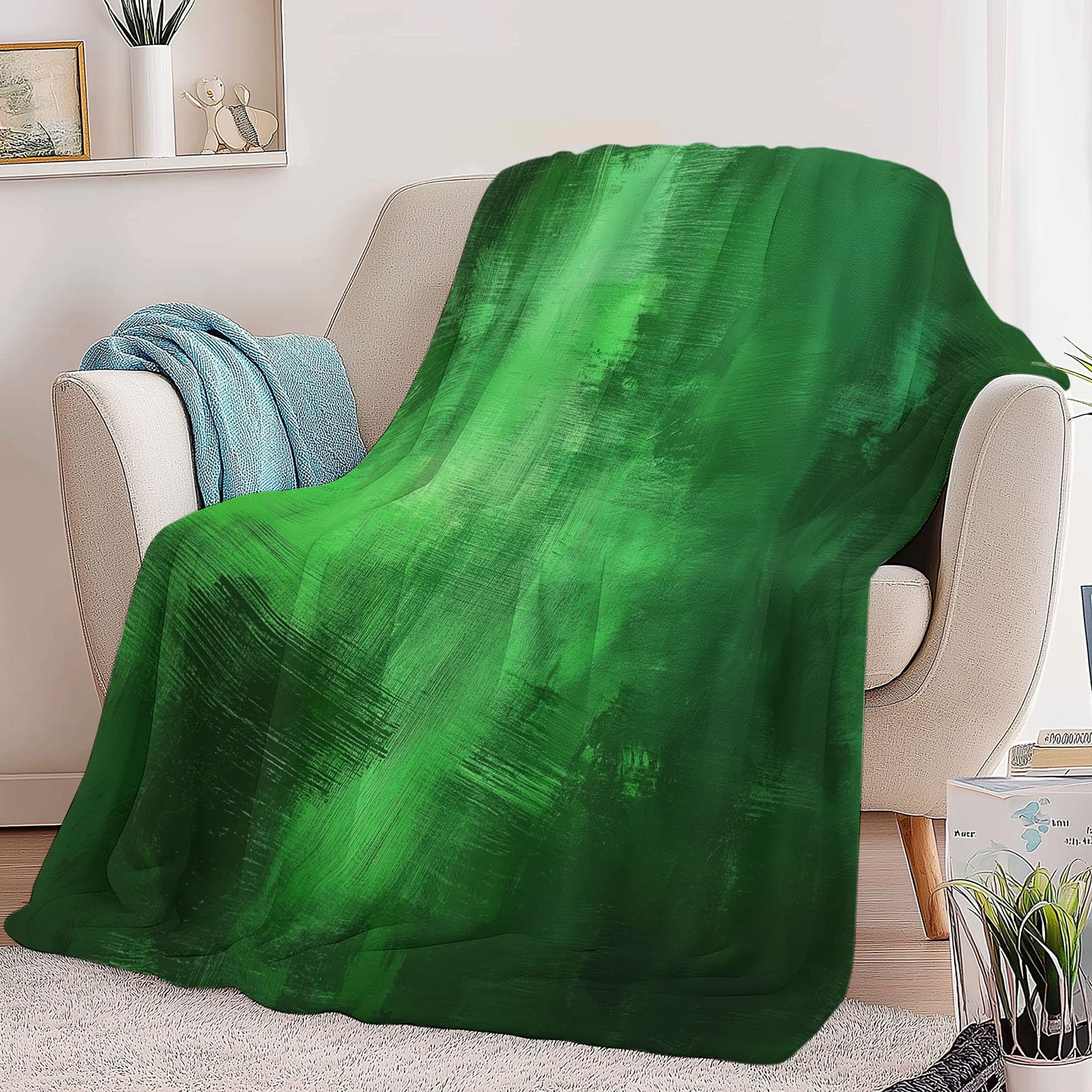 Générique Koc w kratę 150 x 200 cm, zniszczony, ale elegancki, z nadrukiem flanelowym premium, narzuta na sofę dla nastolatków i dorosłych, Niebieski