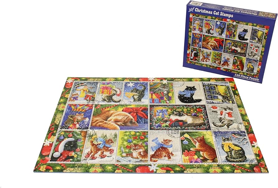 Amazon.com: Vermont Christmas Company Christmas Cat Stamps Jigsaw