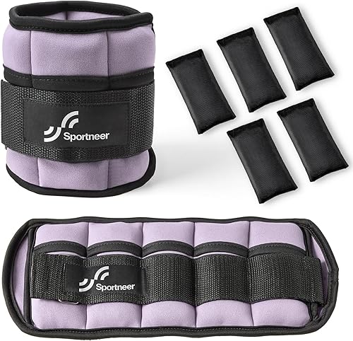 Vista 8 de Sportneer Juego de pesas de tobillo ajustables, 1 par, de 2, 4, 6, 8 y 10 libras, correas para el peso de las piernas para mujer, hombre, niños