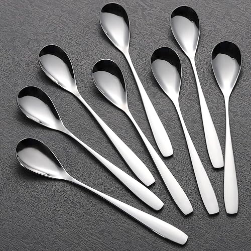 Miniatura 8 de Juego de 12 cucharas de huevo de acero inoxidable de 5.5 pulgadas suaves para postres, té, café, helado