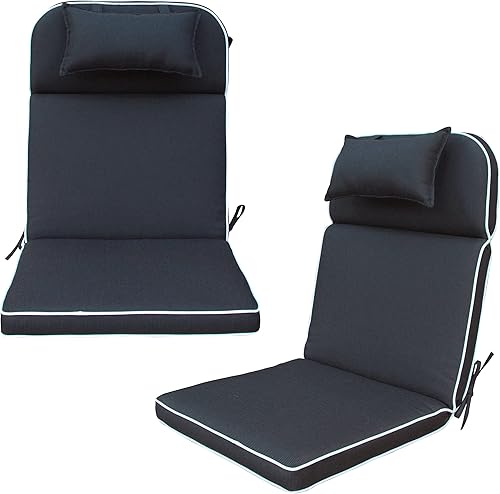 BOSSIMA Adirondack - Juego de 2 cojines de repuesto para sillas de respaldo alto para patio al aire libre, con respaldo, mezcla de olefina en negro