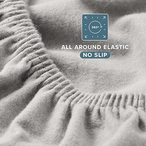 Miniatura 2 de Bare Home Sábana bajera de franela 100 algodón tamaño individual extra larga aterciopelada suave y pesada franela de doble cepillado bolsillo