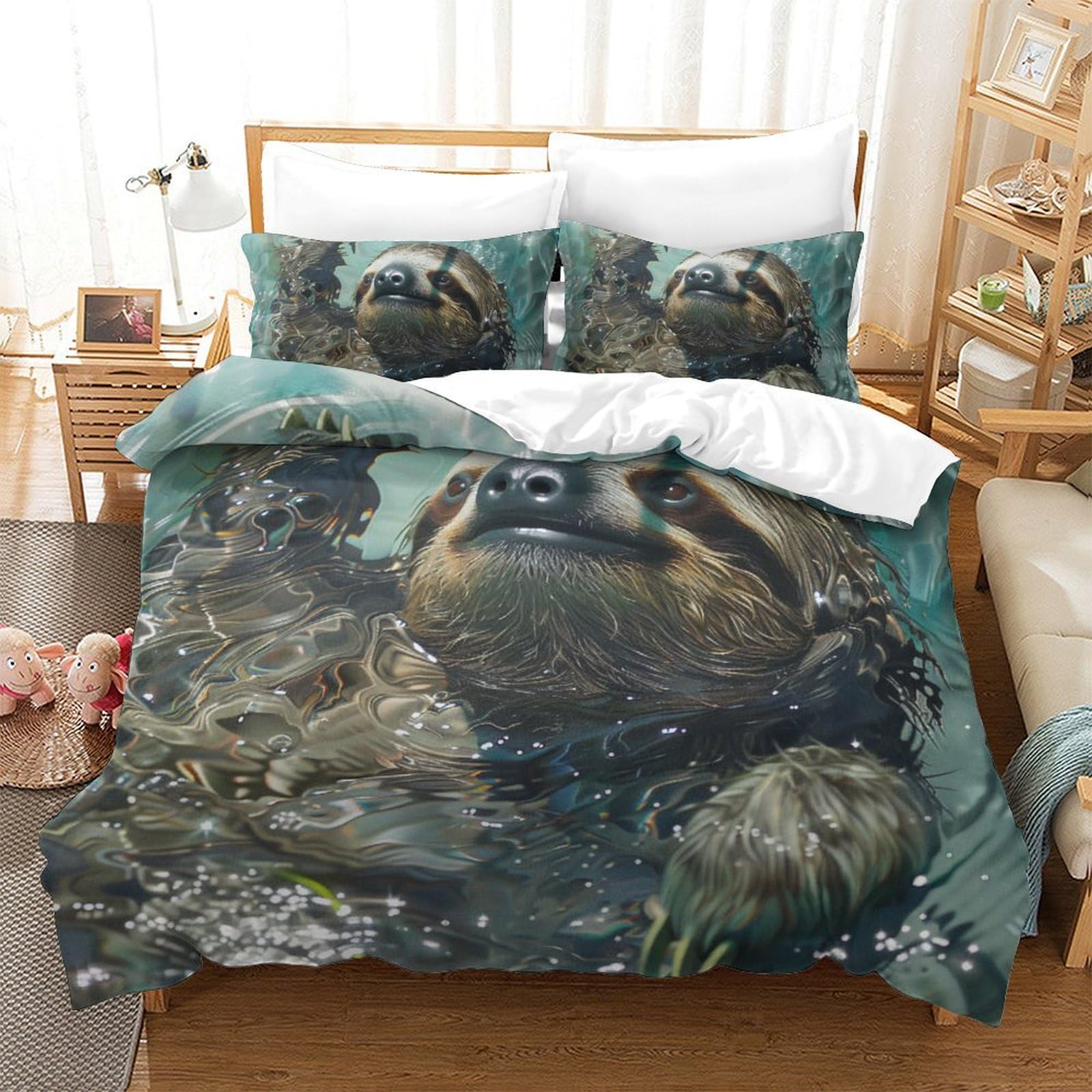 Housse de couette loutre anti-transpiration parure de lit microfibre douce lit King