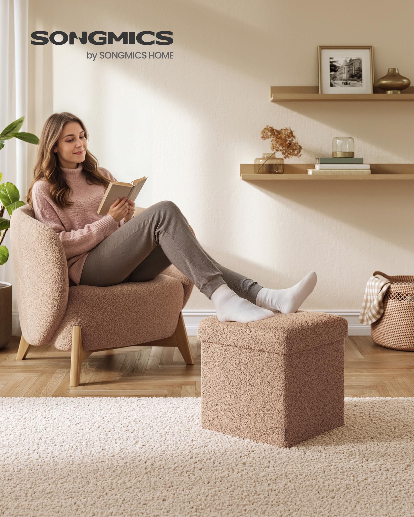 Amazon.com: SONGMICS Small Folding Storage Ottoman, Foot Rest