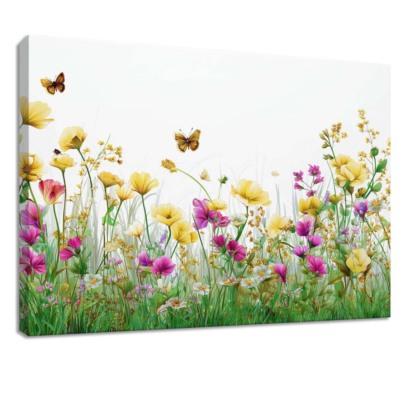 Sztuka ścienna 140 x 70 cm druk na płótnie rustykalny - wodoodporny plakat biały dziki kwiat trawa roślina, obraz do salonu, sypialni, biura, kuchni, wystrój domu