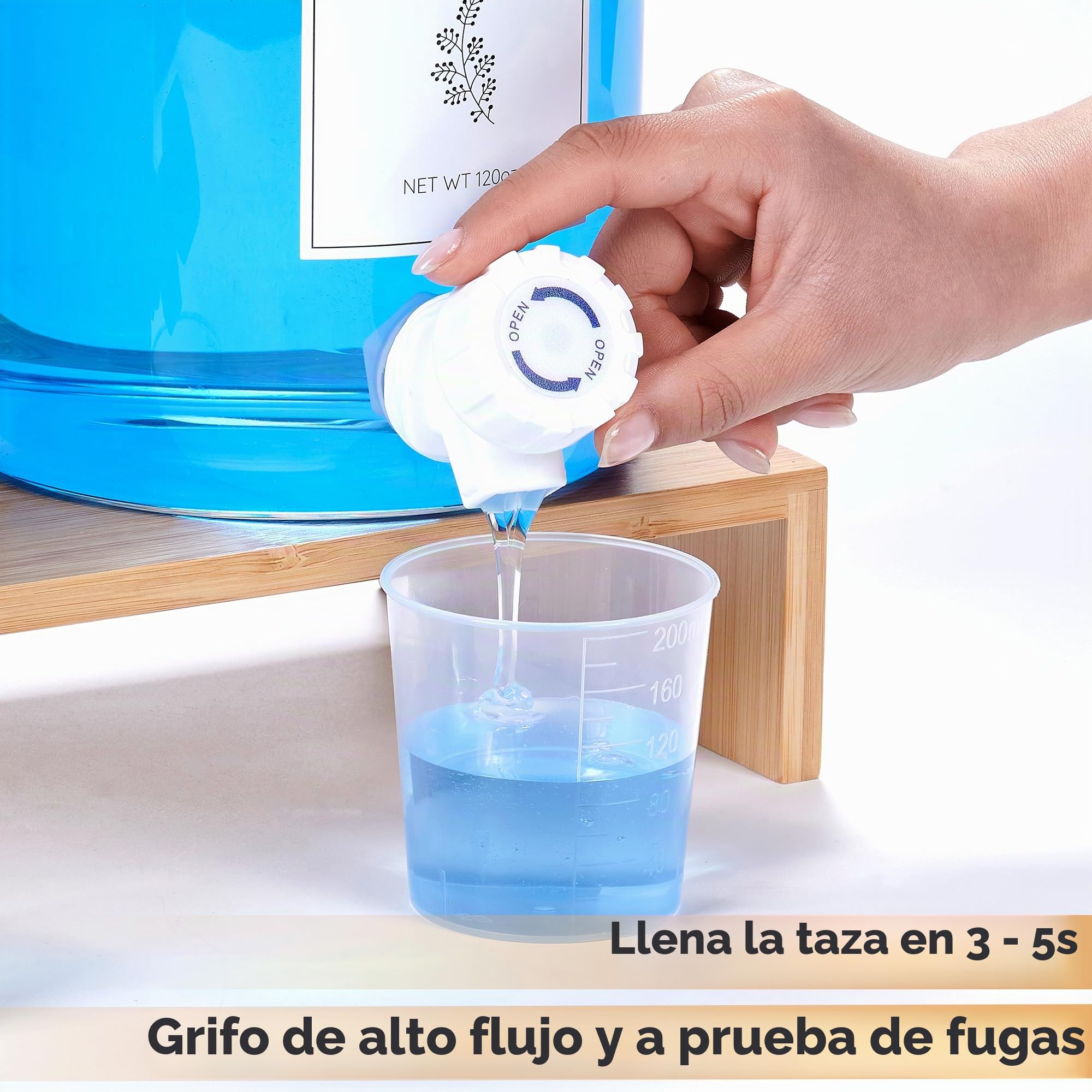 Dispensador de detergente de vidrio para ropa con estante y tapa de bambú, detergente líquido de 3,5 litros, dispensador de jabón para ropa y suavizante de tela para organización y almacenamiento del