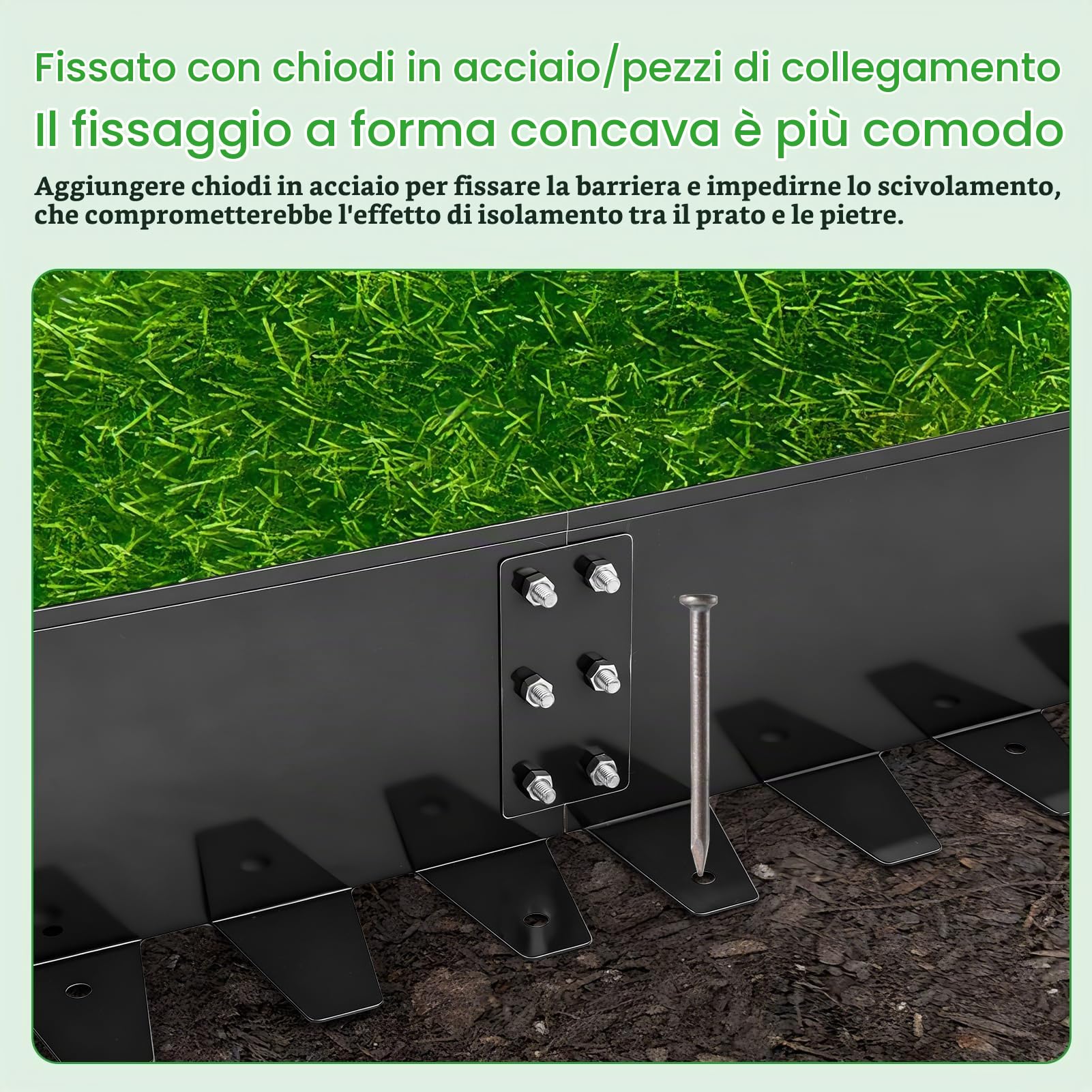 5 Pezzi 1m Acciaio Zincato Corteccia per Giardino, Solido Durevole Bordura per Aiuola, 10cm Altezza Bordo per Aiuole, Bordura per Giardino per Scale Prato Sentiero (Nero)