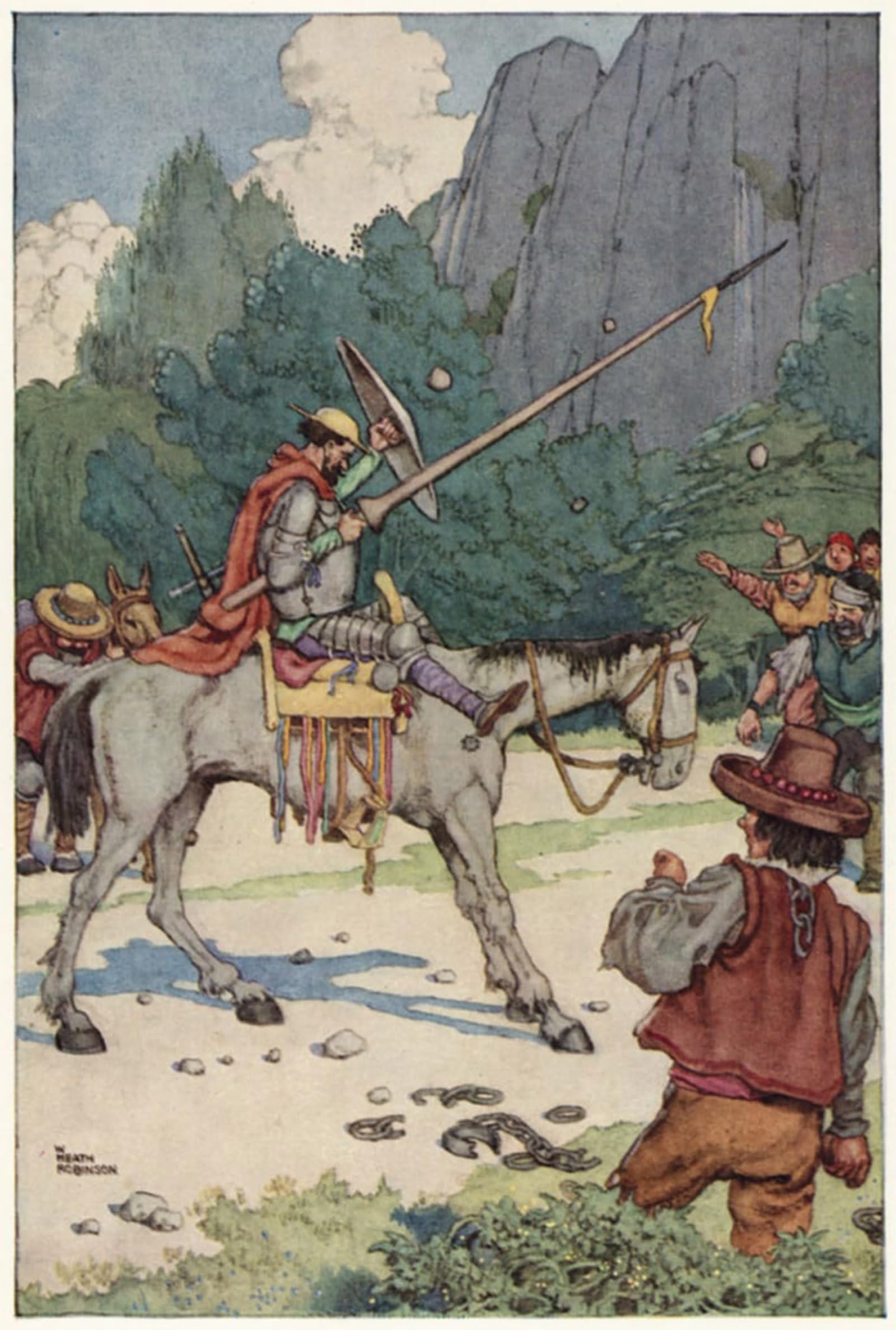 POSTERIIk Vintage Print Pop Art Landscape Artwork Illustration for the Adventures of Don Quixote by William Heath Robinson Art Prints for Office Home Decor 60x90cm