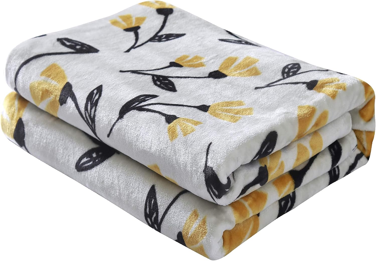 DaDa Bedding Floral Fleece Throw Blanket - Soft Faux Mink Flannel with Yellow Orange Tulips on Grey - Cozy & Elegant Home Decor - 50" x 60" - Image 9