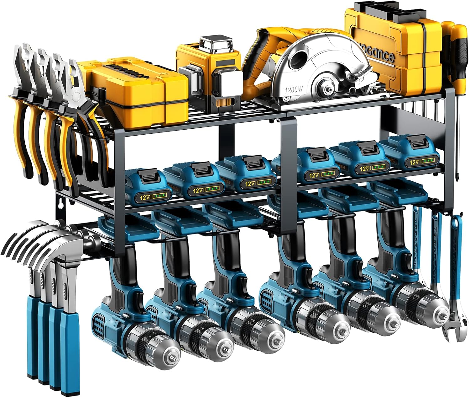 Power Tool Organizer Wall Mounted, 6 Tool Drill Holders