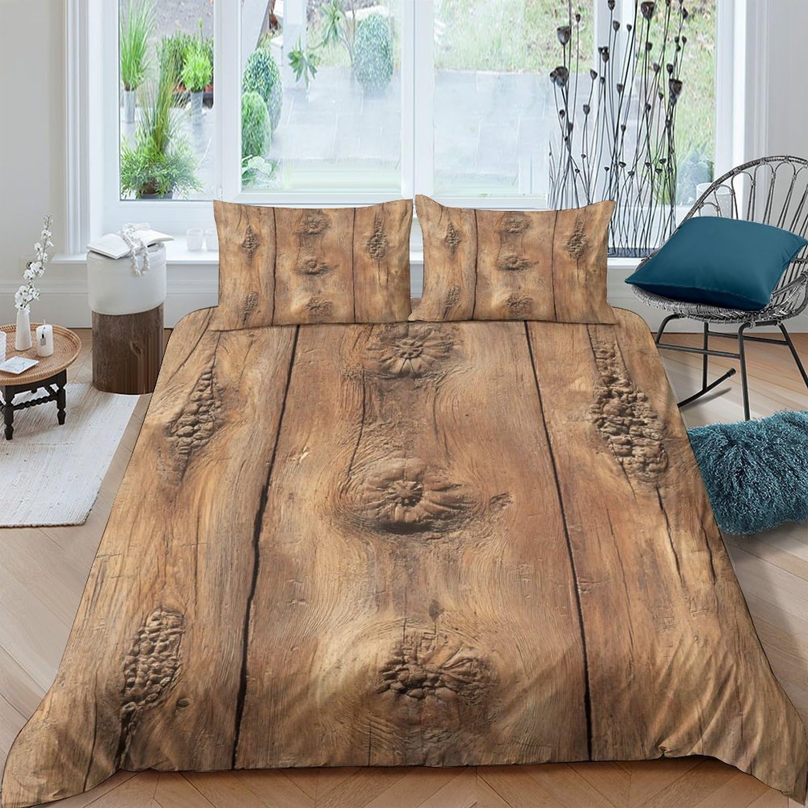 Ctjqhvkz Style-8 3D Printed Rustic Wood Fitted Sheet Microfiber Anti-Slip Bedroom Decor Vintage Timber Mattress Cover For Home Guest Room Single（135X200cm）