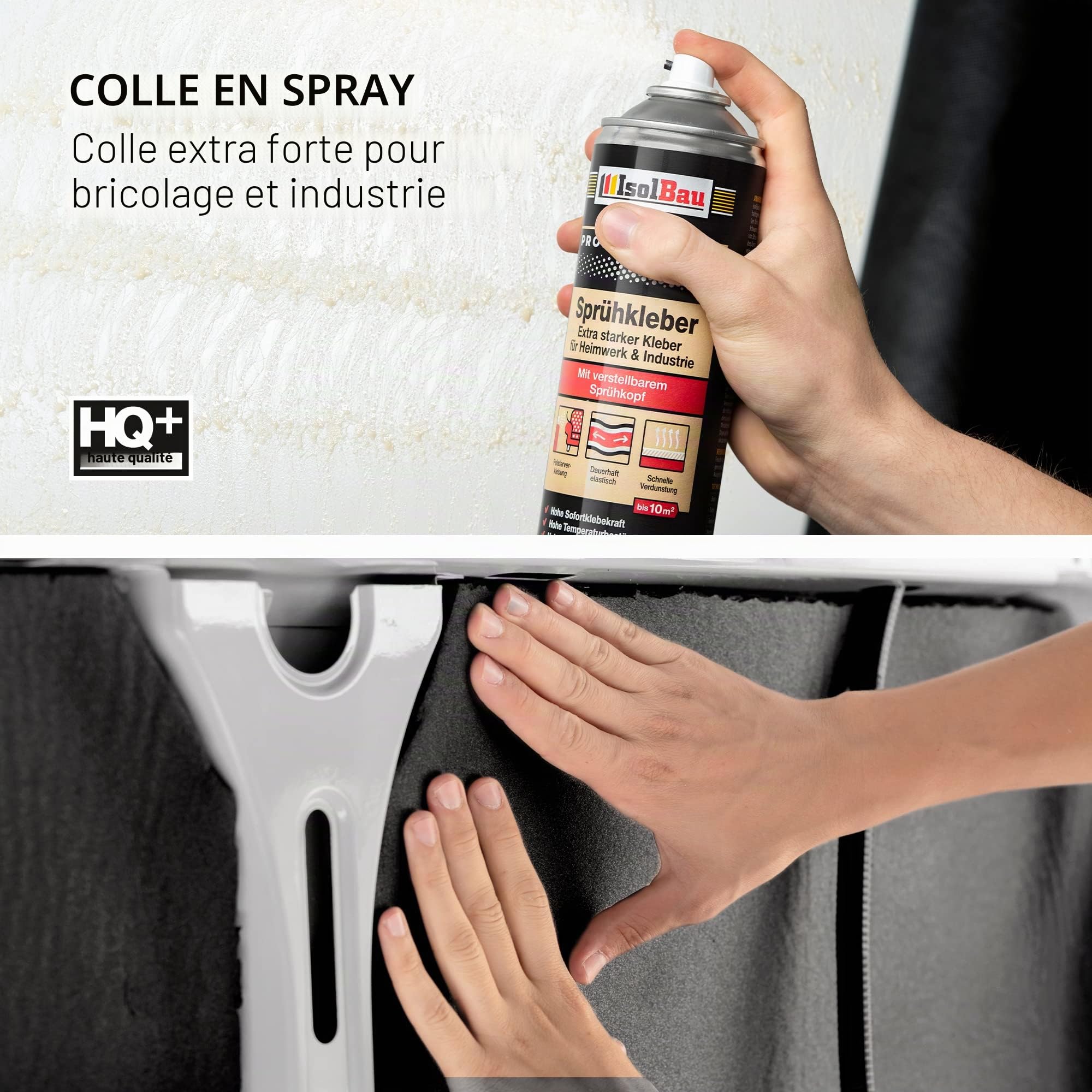 Isolbau Lot de 3 flacons de colle en spray 500 ml - Colle extra forte pour bricolage et industrie - Spray adhésif pour mousse, bois, tissu, cuir, feutre, etc