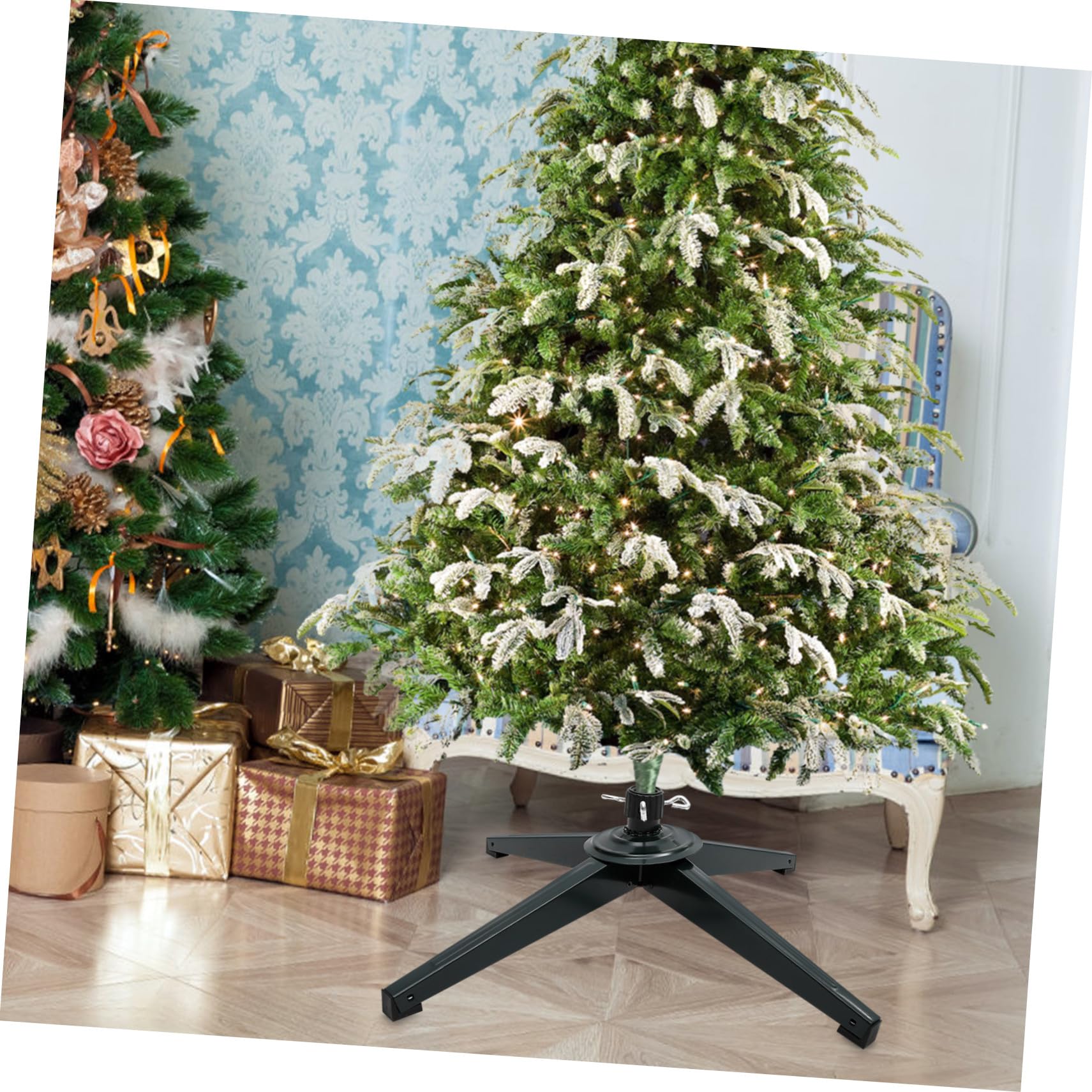 Soporte para Árbol de Navidad Estable de Hierro con Placa de Bloqueo Plana Base Plegable para Árboles Artificiales Resistente y Fácil de para Decoración Casa