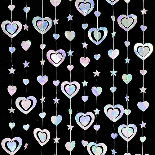 Guirnalda holográfica de papel para el día de San Valentín iridiscente en 3D, con diseño de corazón, para cumpleaños, día de la madre, aniversario,