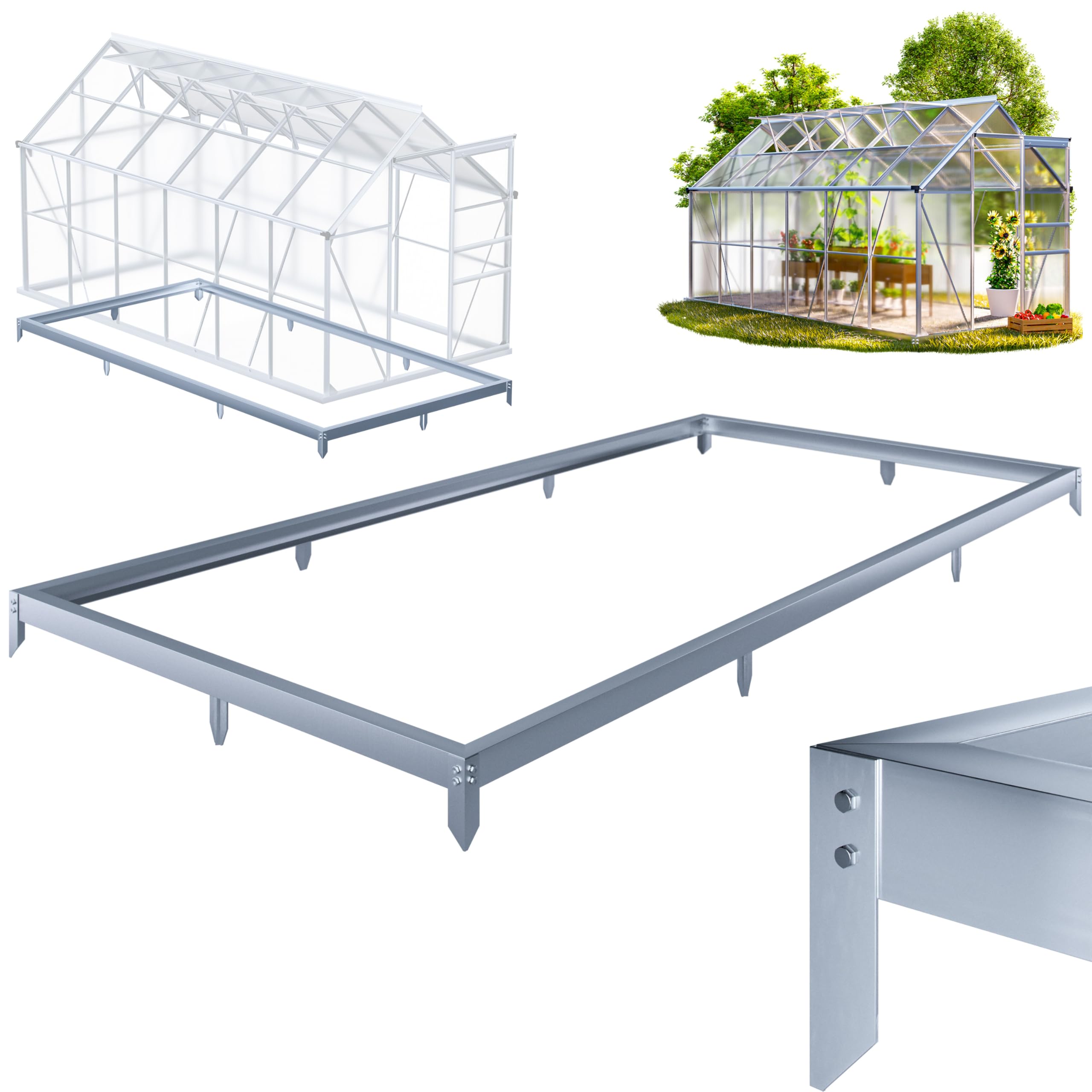 GARDEBRUK® 6x12ft Greenhouse Base Frame, Steel Shed Foundation Kit