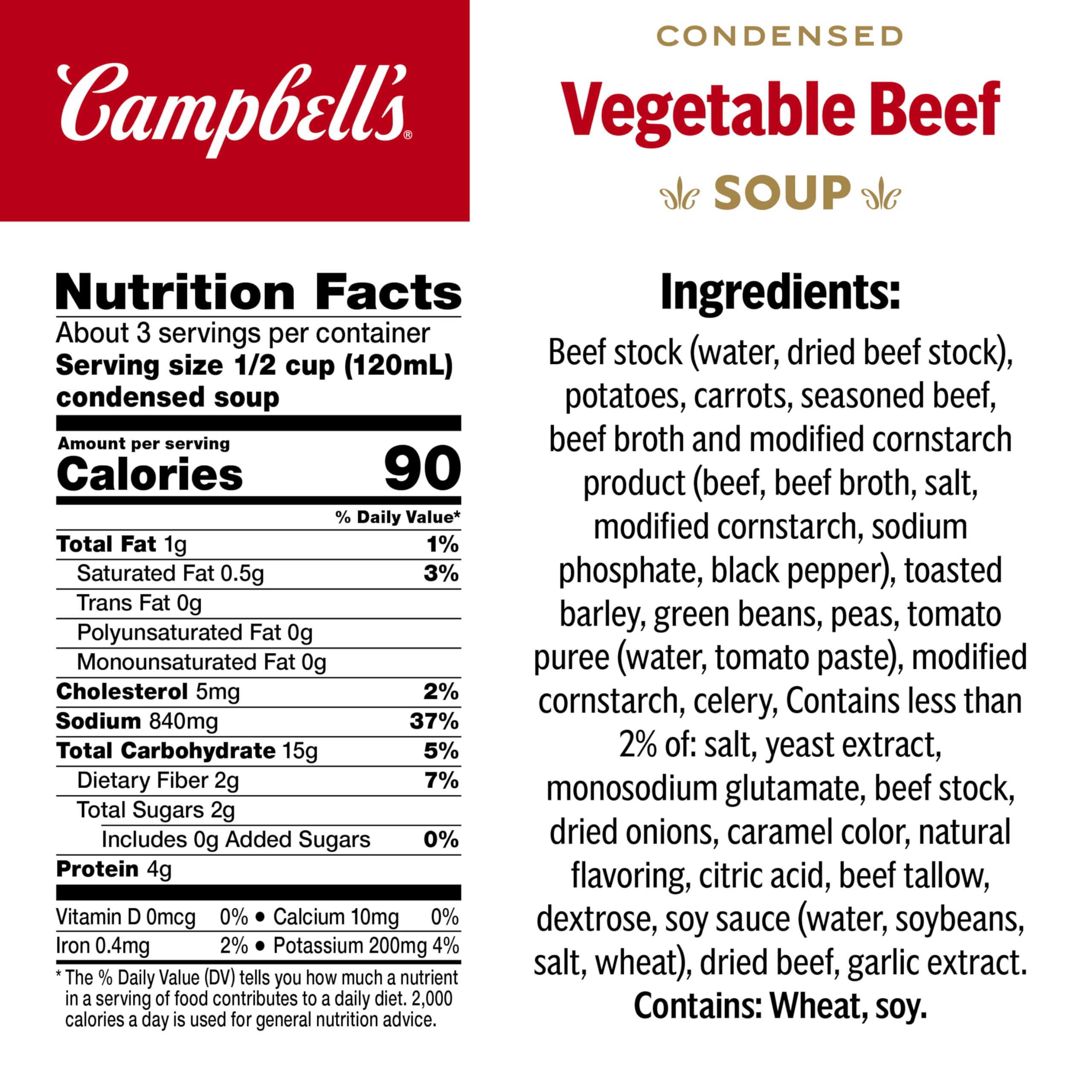 Campbell's Condensed Vegetable Beef Soup, 13.8 oz Can