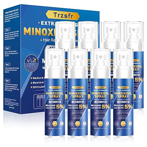 Miniatura 9 de 5% de minoxidil para hombres y mujeres, suero para el crecimiento del cabello y tratamiento de crecimiento del cabello, extra fuerte con biotina,