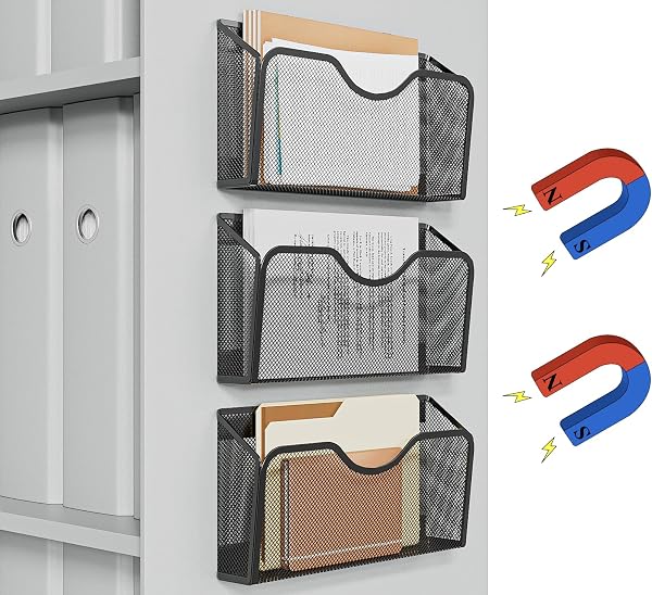 JANE EYRE Magnetic File Holder - 3PCS File Paper Mail Organizer No Drilling Magazine Paper Document Holder/Magnetic Hang