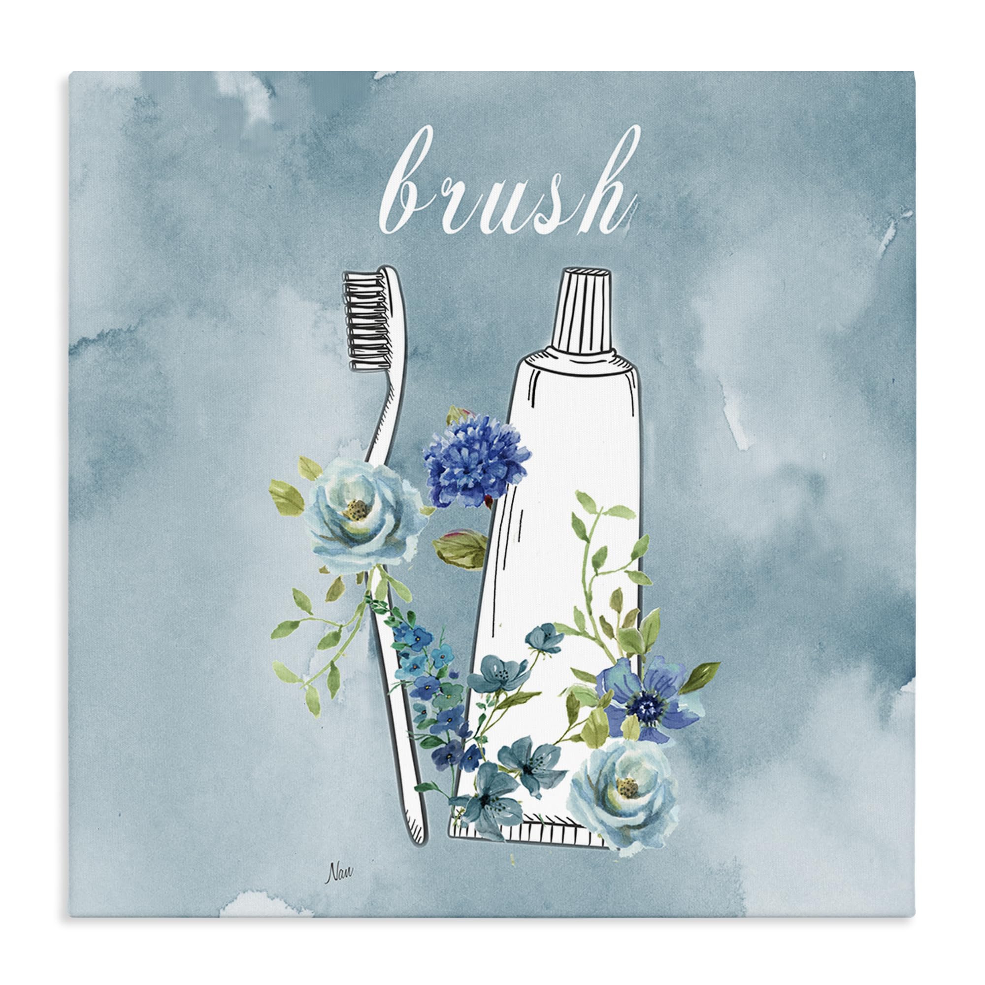Stupell Industries Unframed 'Floral Bathroom Rules Brush'| Canvas Art