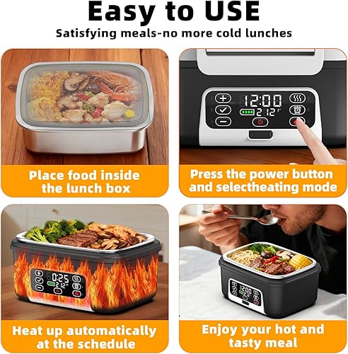 Miniatura 7 de Lonchera eléctrica inalámbrica XL de 6.3 tazas para adultos, 20000 mAh recargable alimentada por batería inteligente para hombres y mujeres,