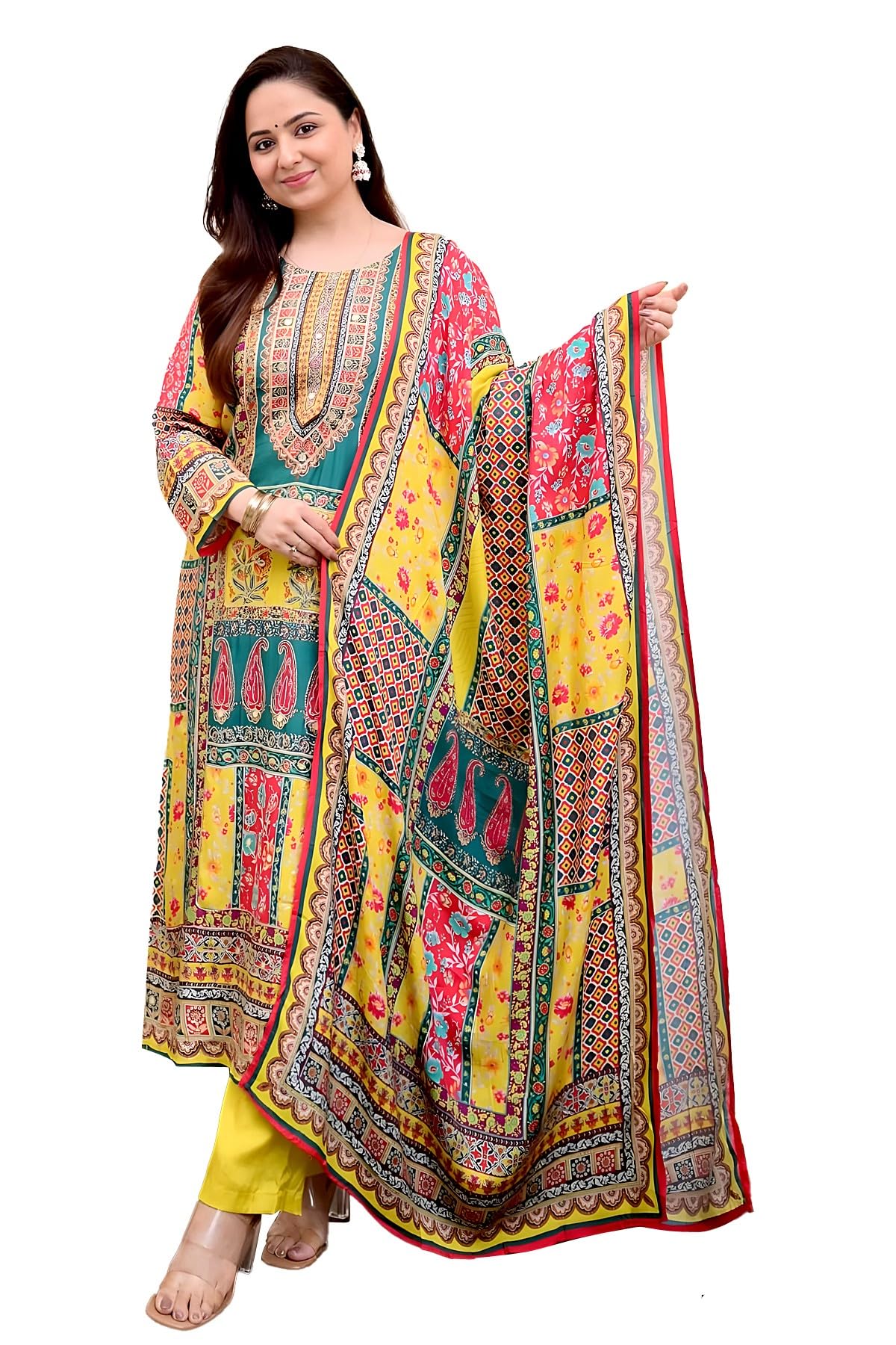krishna apparels -Womens embroidered & Printed kurta set end pant dupatta-picture-27