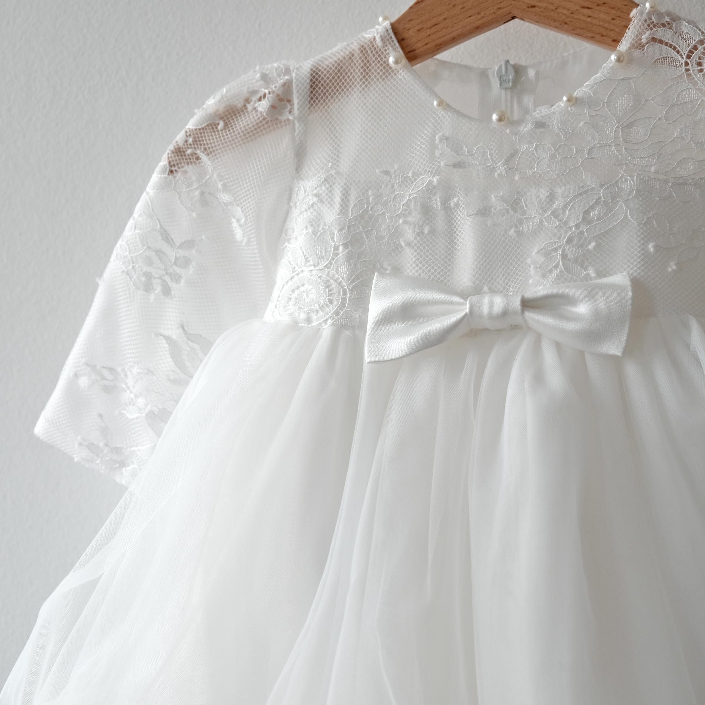 Abito da Battesimo per Bambina in Tulle a Maniche Lunghe M28