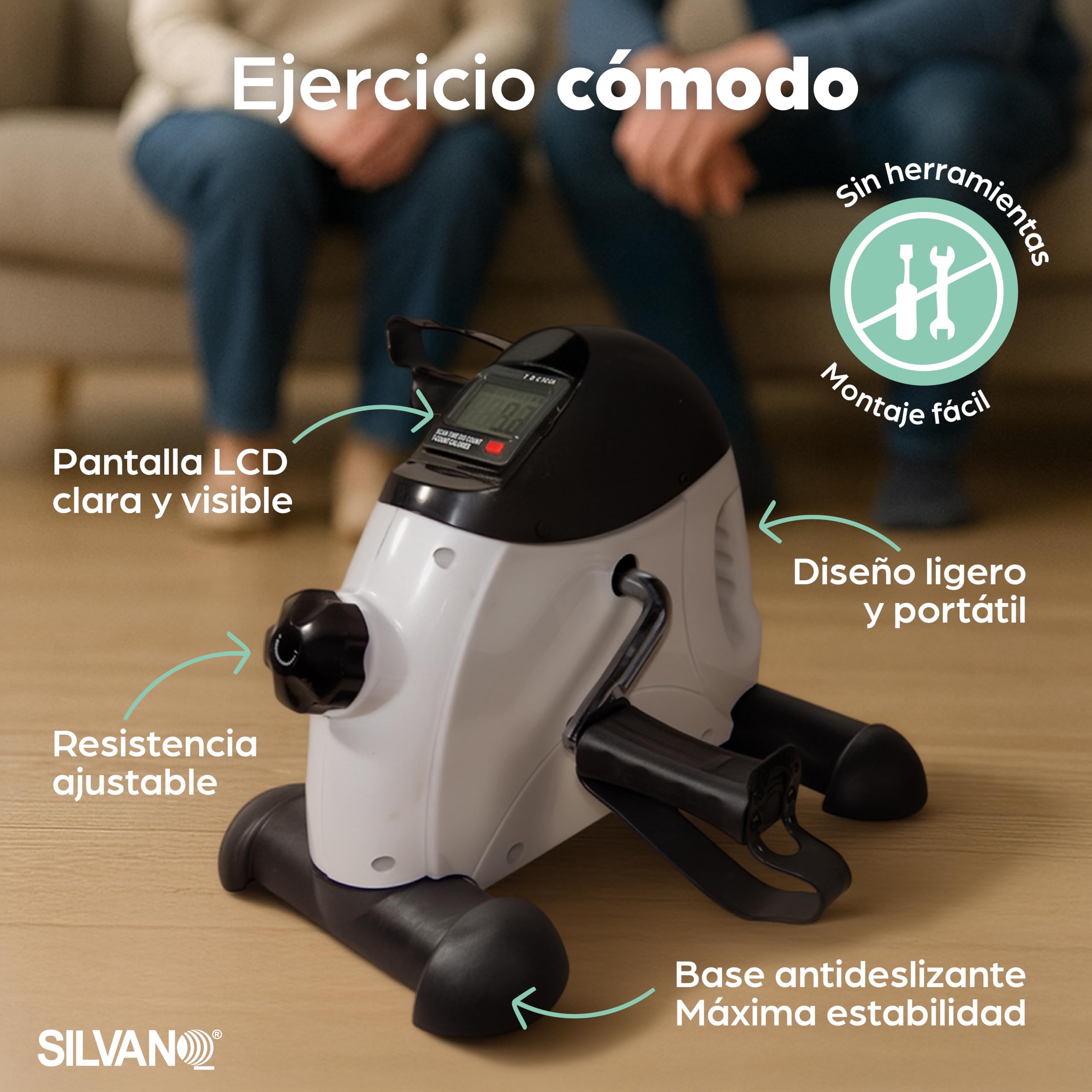 Pedales Estáticos Personas Mayores | Ejercicio en Casa | Pedaleador para Ancianos | Ejercitador de Piernas para Hacer Deporte Sentado | Mini Bicicleta de Gimnasia y Fisioterapia Fácil de Transportar