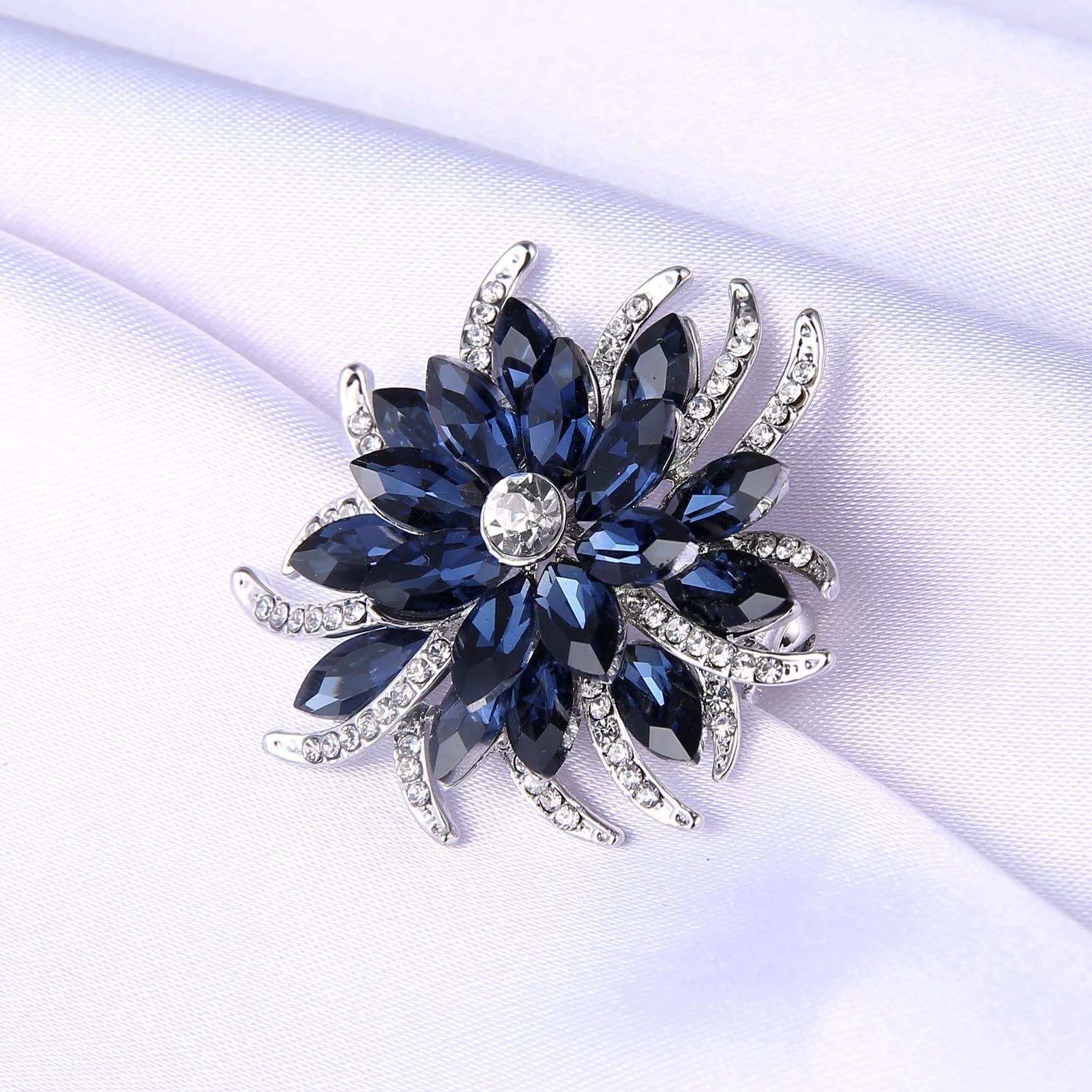 Brooch Pin for Women Crystal Brooch Pins for Women Blue Flower Broches Plant Elegant Badge Jewelry Wedding Party Brooch Winter Accessories Brooch
