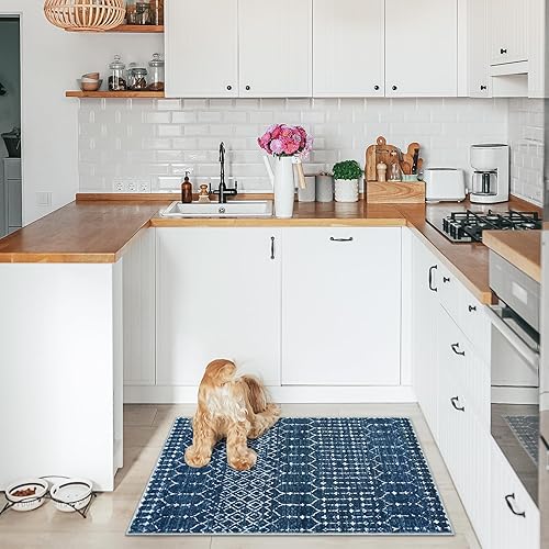 Miniatura 6 de Lahome Alfombras marroquíes de interior para entrada, alfombra de área de 2 x 3, parte trasera antideslizante, lavable, tapetes de bajo perfil,
