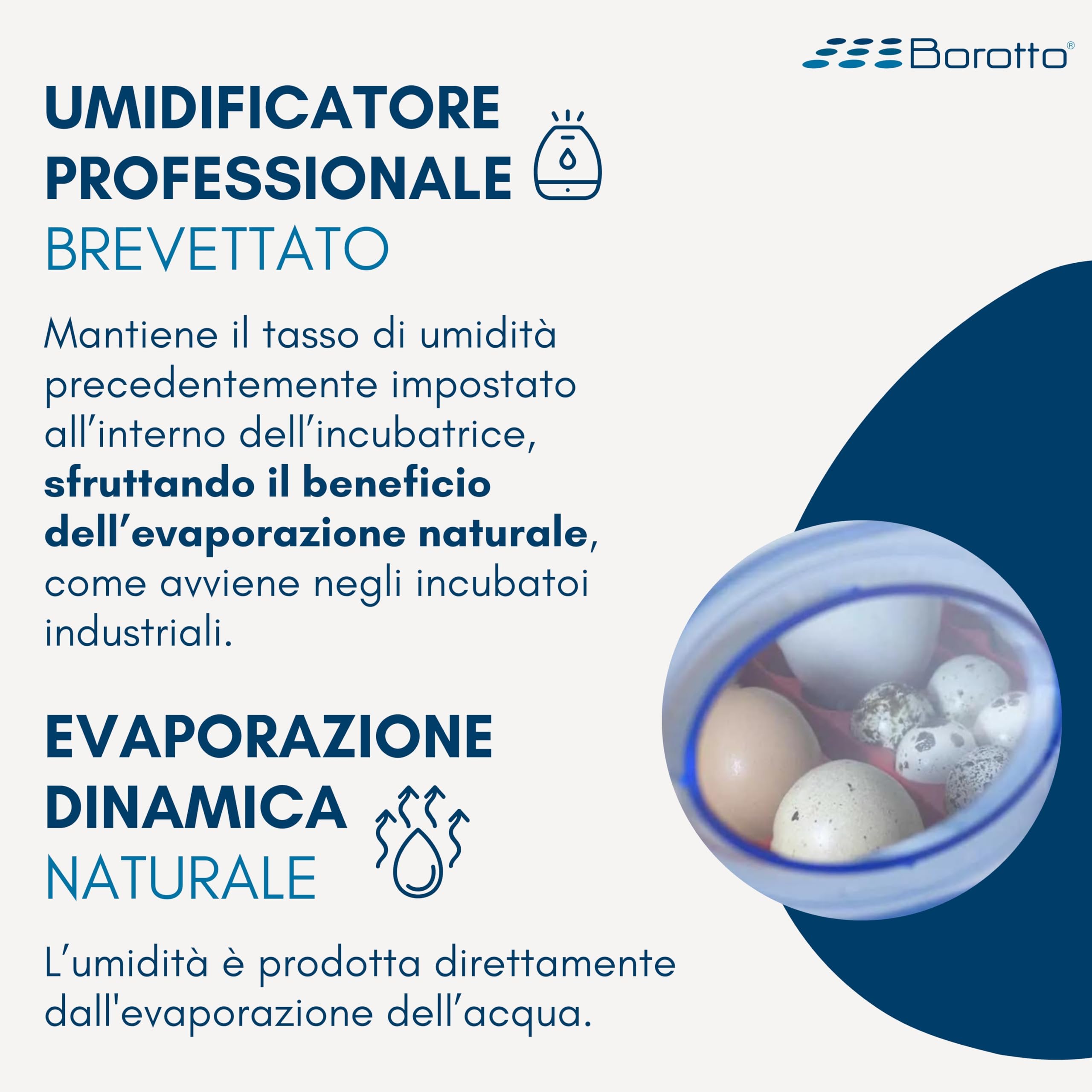 Borotto Sirio | Umidificatore Professionale Brevettato e Automatico, con Evaporazione Dinamica, Compatibile con Tutte le Incubatrici per Uova | Made in Italy