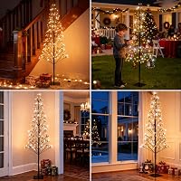 Flacchi 150cm Kültéri Mesterséges Karácsonyfa 216 LED Hidegfehér Világítással és Időzítővel 8
