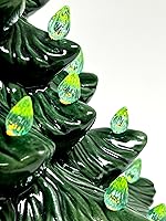 Vista 6 de National Artcraft Luces de árbol de Navidad de cerámica estilo giro medio - Verde