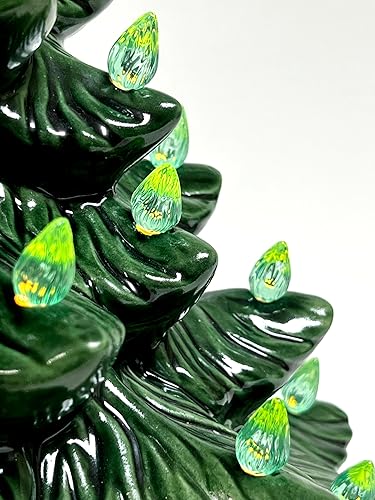 Miniatura 6 de National Artcraft Luces de árbol de Navidad de cerámica estilo giro medio - Verde