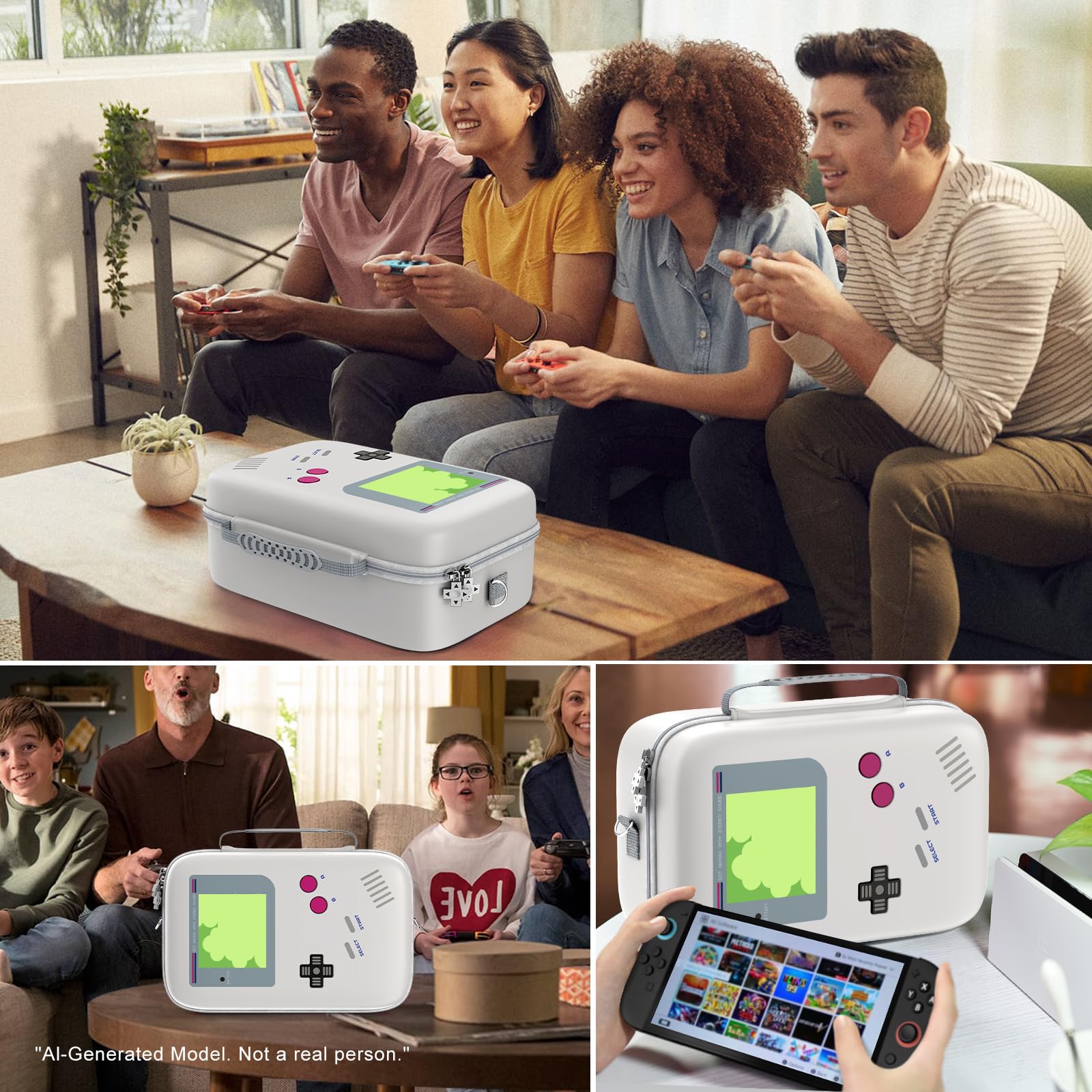 ivoler Custodia per il trasporto per Nintendo Switch/per Switch OLED modello (2021), portatile da viaggio, custodia rigida a tracolla protettiva, fodera morbida, 18 giochi per console Switch Pro