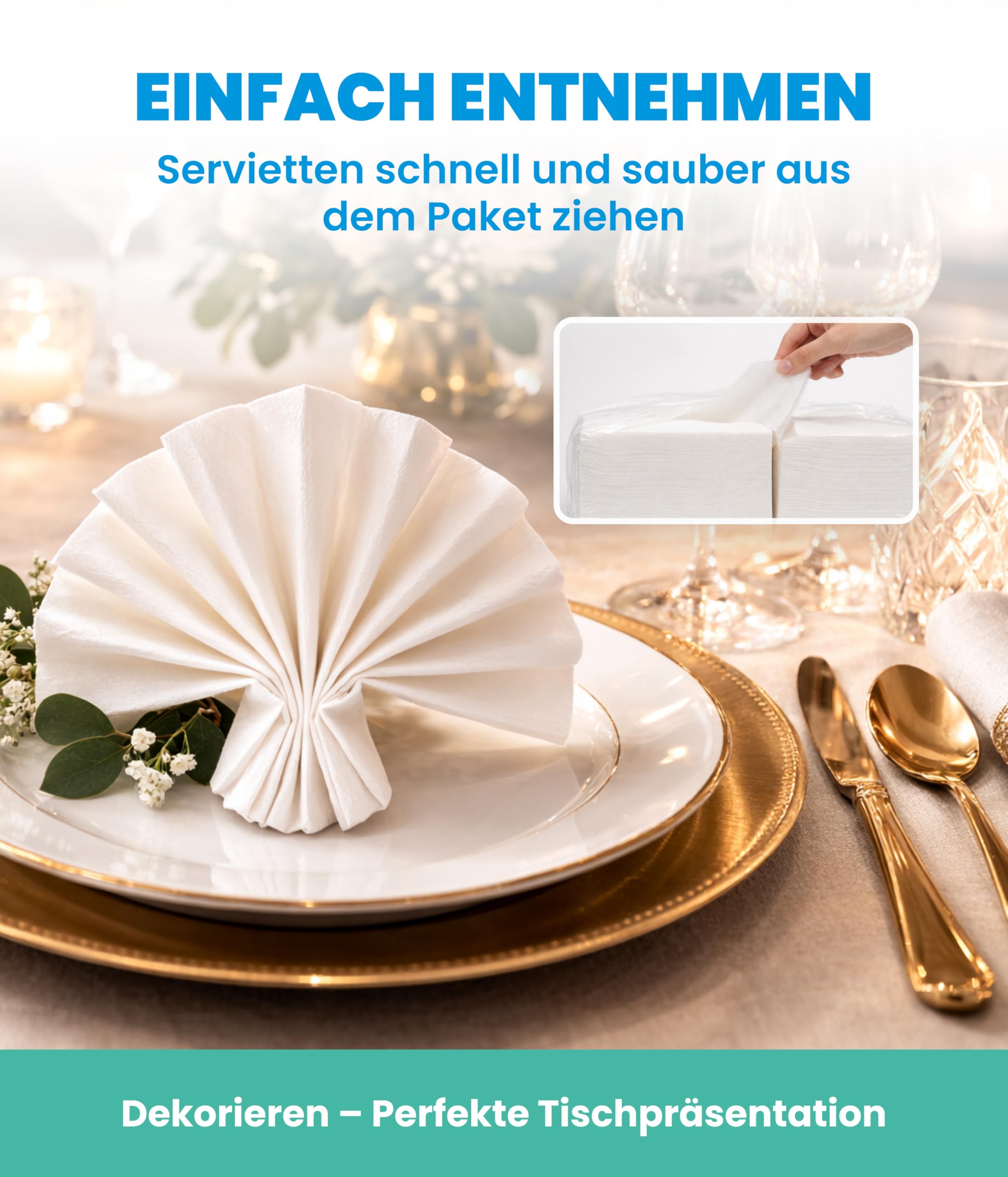 Hygiene Guru® Servietten Weiß (16 Pkg. á 250 Blatt, 1/8 Falz) - 33x33 cm, 2-lagig, 100% Zellstoff - Perfekt für Geburtstags-, Hochzeits- und Weihnachtsfeiern - Papierservietten aus robustem Material