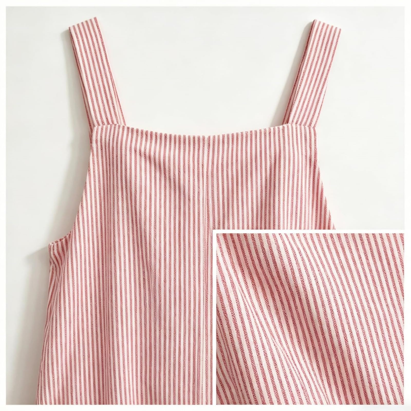 Tuta intera da donna a righe, stile minimalista, scollo quadrato, senza maniche, gamba larga e vestibilità comoda con tasche – Ideale per l'estate