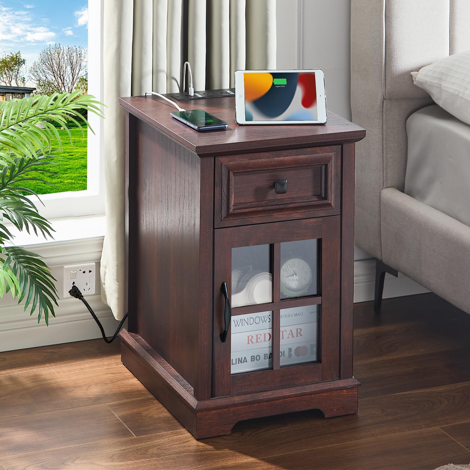 Amazon.com: KHLJJU Farmhouse XXL End Table with Charging Station