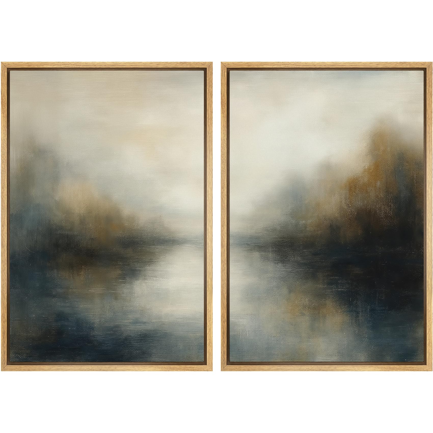 SIGNFORD Framed Canvas Print Wall Art Set Soft Hydrangea Pair Light Blue Florals with Green Leaves Illustration Modern Art Decorative Nordic Nature for Living Room, Bedroom, Office - 24"x36"x2 White — view 143