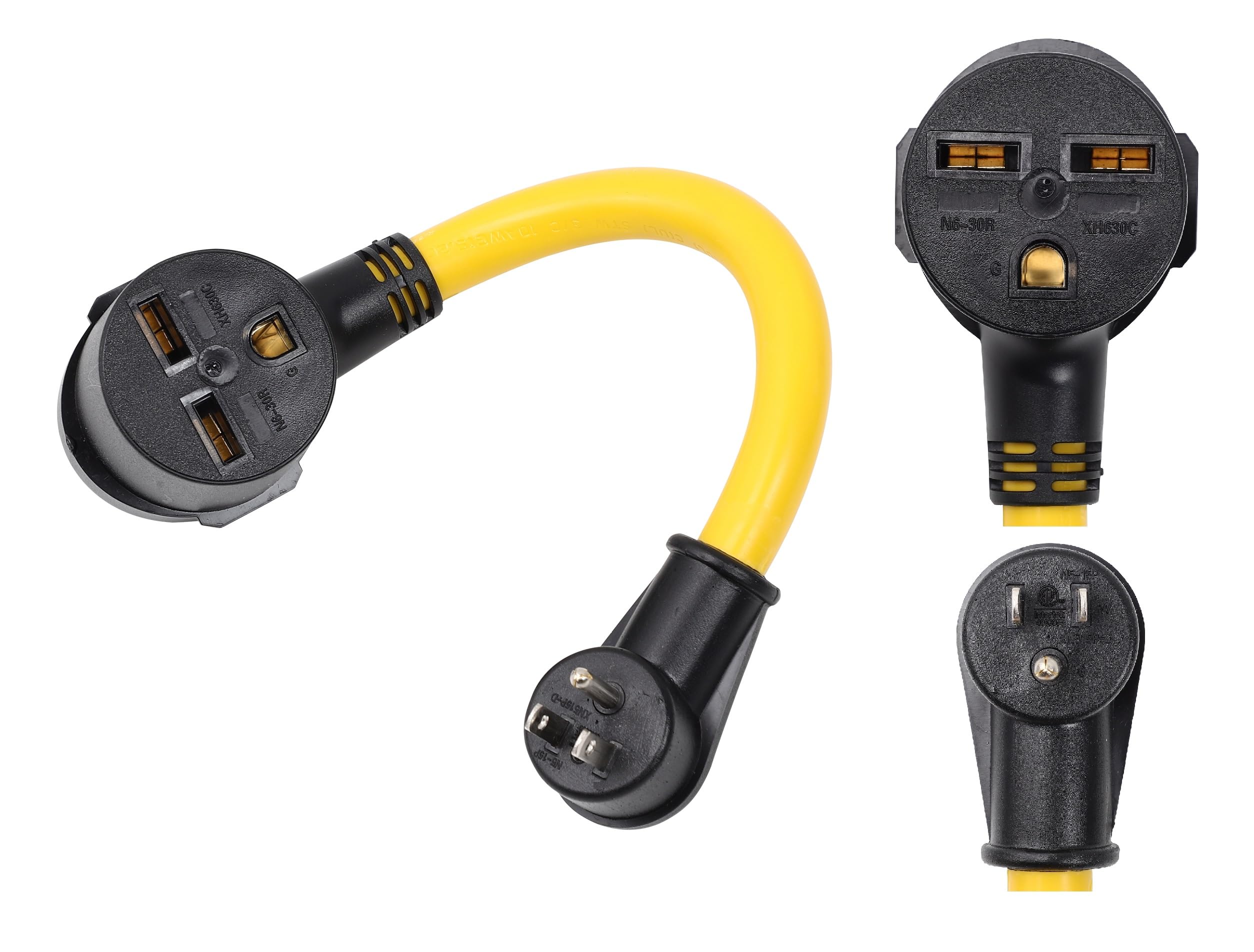 ONETAK NEMA Right Angle 5-15P to 6-30R 120V 15 Amp 3 Prong Male