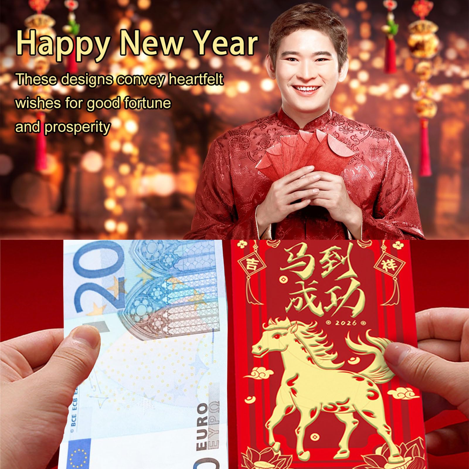 36pcs Enveloppes Rouges Chinoises, 2023 Nouvel An Chinois Lunaire l