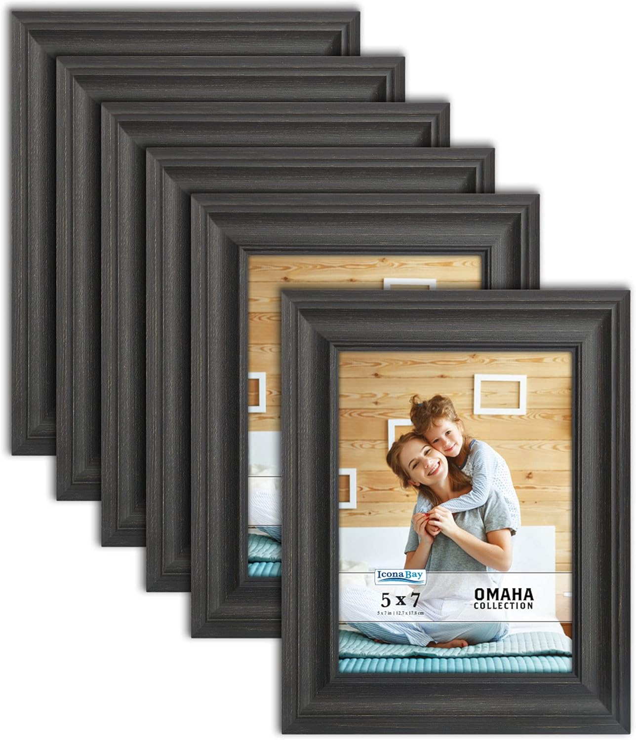 Buy Icona Bay 7x5 Picture Frames (Farmhouse Black, 6 Pack), Modern